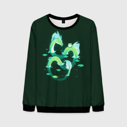 Мужской свитшот 3D Зеленый водный дракон