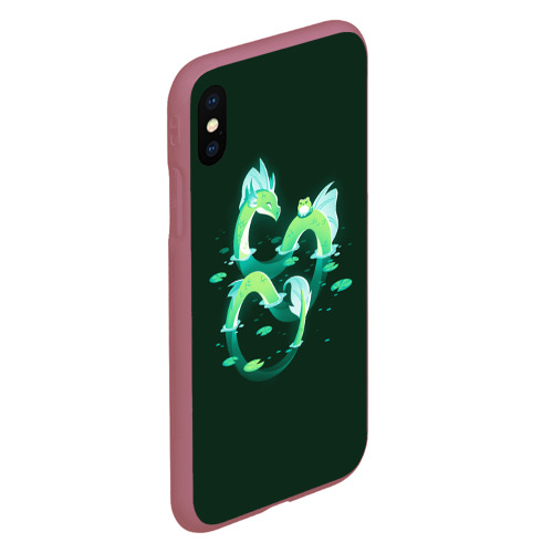 Чехол для iPhone XS Max матовый с принтом Зеленый водный дракон, вид сбоку #3