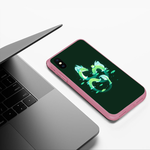 Чехол для iPhone XS Max матовый с принтом Зеленый водный дракон, фото #5