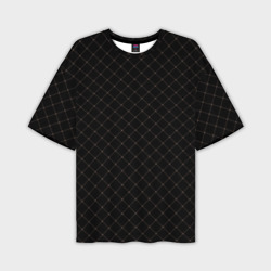 Чёрный клетчатый с коричневыми полосами – Мужская футболка oversize 3D с принтом купить со скидкой в -50%