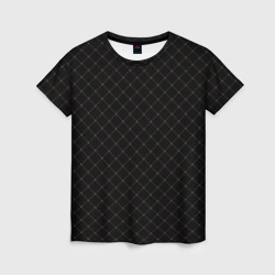 Чёрный клетчатый с коричневыми полосами – Женская футболка 3D с принтом купить со скидкой в -26%