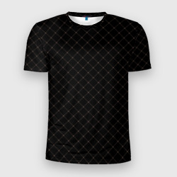 Чёрный клетчатый с коричневыми полосами – Мужская футболка 3D Slim с принтом купить со скидкой в -9%