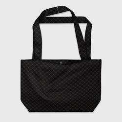 Чёрный клетчатый с коричневыми полосами – Пляжная сумка 3D с принтом купить