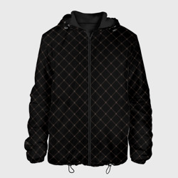 Чёрный клетчатый с коричневыми полосами – Мужская куртка 3D с принтом купить со скидкой в -10%