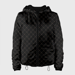 Чёрный клетчатый с коричневыми полосами – Женская куртка 3D с принтом купить со скидкой в -10%