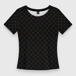 Чёрный клетчатый с коричневыми полосами – Женская футболка 3D Slim с принтом купить