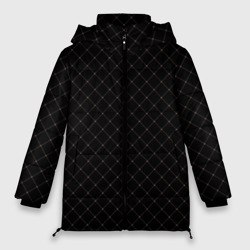 Чёрный клетчатый с коричневыми полосами – Женская зимняя куртка Oversize с принтом купить