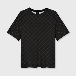 Чёрный клетчатый с коричневыми полосами – Женская футболка oversize 3D с принтом купить со скидкой в -50%