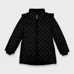 Чёрный клетчатый с коричневыми полосами – Зимняя куртка для девочек 3D с принтом купить