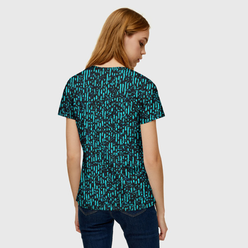 Женская футболка 3D Чёрно-бирюзовый абстракция, цвет 3D печать - фото 4