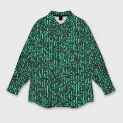 Мужская рубашка oversize 3D Абстрактный полосатый зелёный