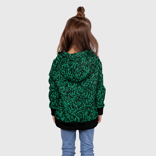 Детская толстовка 3D Абстрактный полосатый зелёный, цвет черный - фото 5