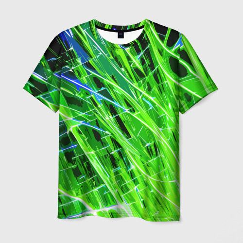 Мужская футболка 3D Зелёные энергетические линии, цвет 3D печать