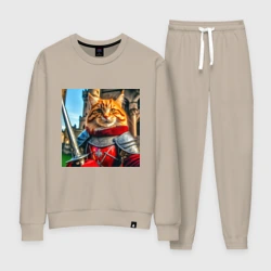 Женский костюм хлопок Рыжий кот рыцарь с мечом