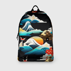 Рюкзак с принтом Японская палитра природы для любого человека, вид спереди №3. Цвет основы: белый