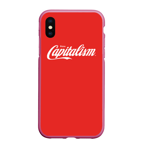 Чехол для iPhone XS Max матовый Enjoy capitalism, цвет малиновый