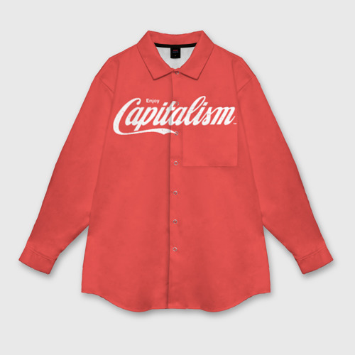 Мужская рубашка oversize 3D с принтом Enjoy capitalism, вид спереди #2