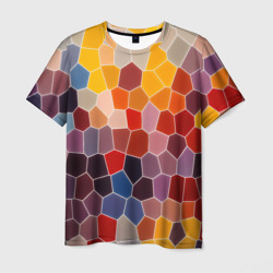 Мужская футболка 3D Красочная мозаика из кусочков различной формы