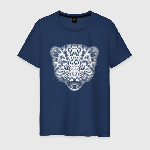 Мужская футболка из хлопка с принтом Детеныш ягуара, вид спереди №1