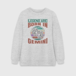 Женский свитшот oversize без начеса хлопок Легенда рождается под знаком близнецы