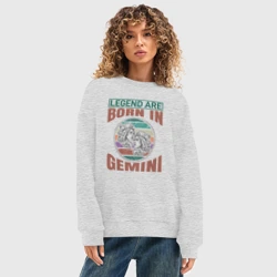 Женский свитшот oversize без начеса хлопок Легенда рождается под знаком близнецы - фото 2