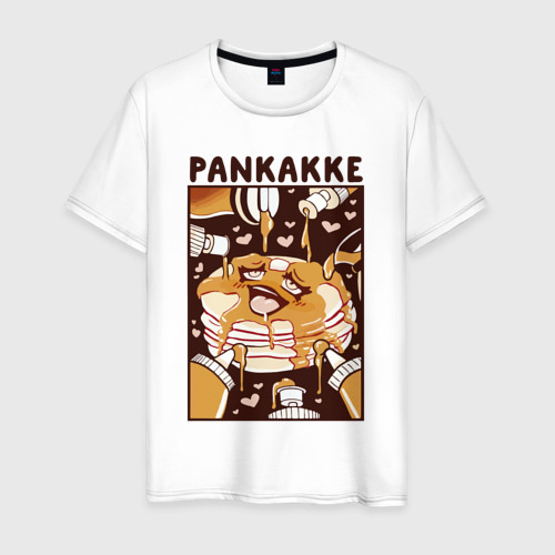 Мужская футболка из хлопка с принтом Блинчики - pancakes ahegao, вид спереди №1