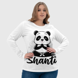 Лонгслив с принтом Шанти панда для женщины, вид на модели спереди №4. Цвет основы: белый