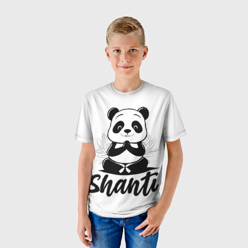 Детская футболка 3D с принтом Шанти панда, фото на моделе #1