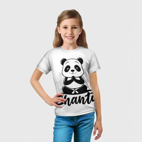 Детская футболка 3D с принтом Шанти панда, вид сбоку #3