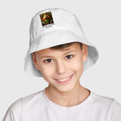 Детская панама хлопок с принтом Мем капибара в короне: как будто я специально лучше всех, фото на моделе #1