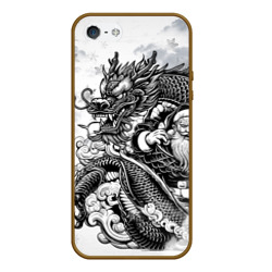 Чехол для iPhone 5/5S матовый Дракон и санта