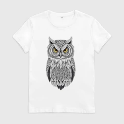 Женская футболка хлопок Тотемная сова в кельтском стиле