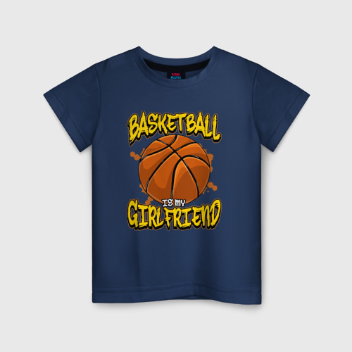Детская футболка хлопок с принтом Баскетбол моя подружка, вид спереди #2