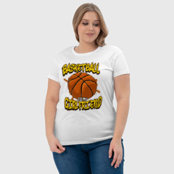 Футболка с принтом Баскетбол моя подружка для женщины, вид на модели спереди №4. Цвет основы: белый
