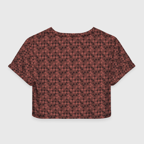 Женская футболка Crop-top 3D Красно-коричневый паттерн, цвет 3D печать - фото 2