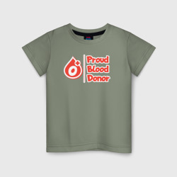 Детская футболка хлопок Донор крови - первая положительная