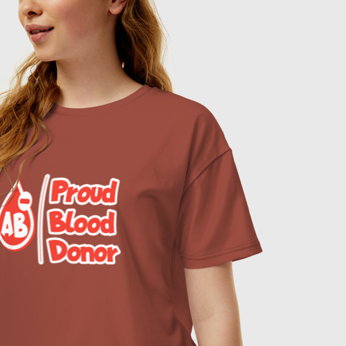 Женская футболка хлопок Oversize с принтом Донор крови - четвертая отрицательная, фото на моделе #1