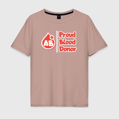 Мужская футболка хлопок Oversize с принтом Донор крови - четвертая положительная, вид спереди #2