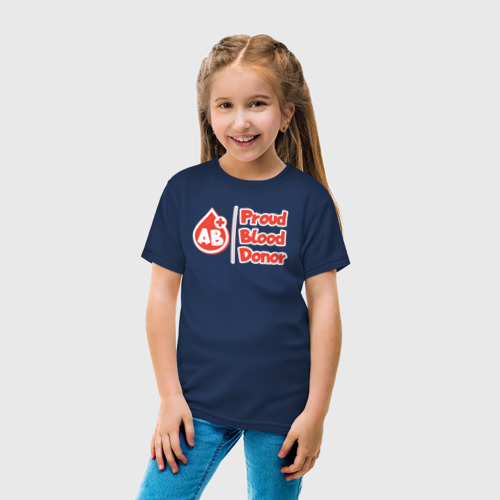 Детская футболка хлопок Донор крови - четвертая положительная, цвет темно-синий - фото 5