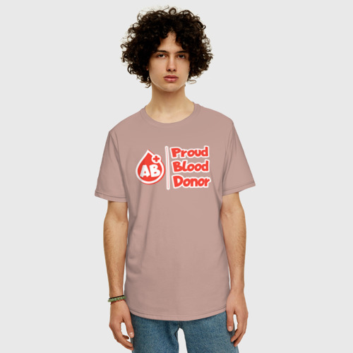 Мужская футболка хлопок Oversize с принтом Донор крови - четвертая положительная, фото на моделе #1