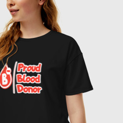Женская футболка хлопок Oversize Донор крови - третья отрицательная - фото 2