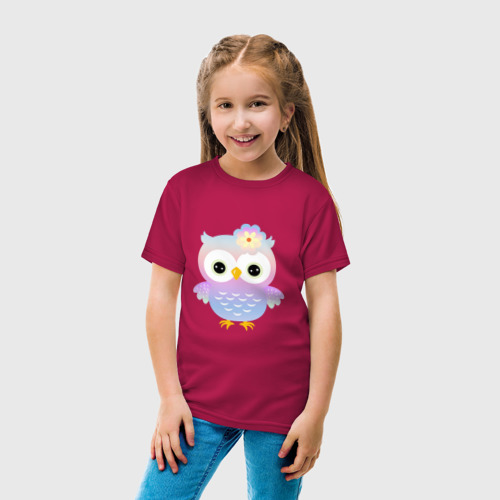 Детская футболка хлопок с принтом Милая Сова разноцветная, вид сбоку #3