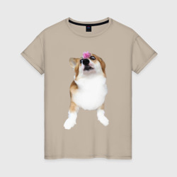 Взрослая собака корги – Женская футболка хлопок с принтом купить со скидкой в -20%