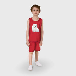 Детская пижама с шортами хлопок Белый щенок породы шпиц - фото 2