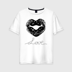 Сердце любовь губки – Женская футболка хлопок Oversize с принтом купить со скидкой в -16%