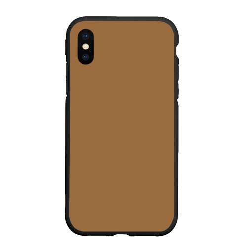 Чехол для iPhone XS Max матовый Однотонный коричневый тёмно-бежевый цвет, цвет черный