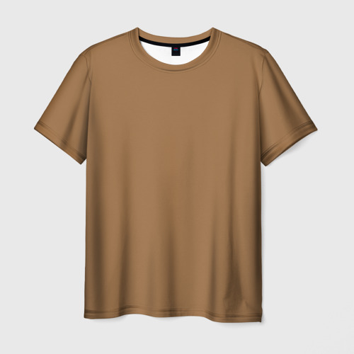 Мужская футболка 3D Однотонный коричневый тёмно-бежевый цвет, цвет 3D печать