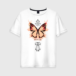 Бабочка оранж – Женская футболка хлопок Oversize с принтом купить со скидкой в -16%