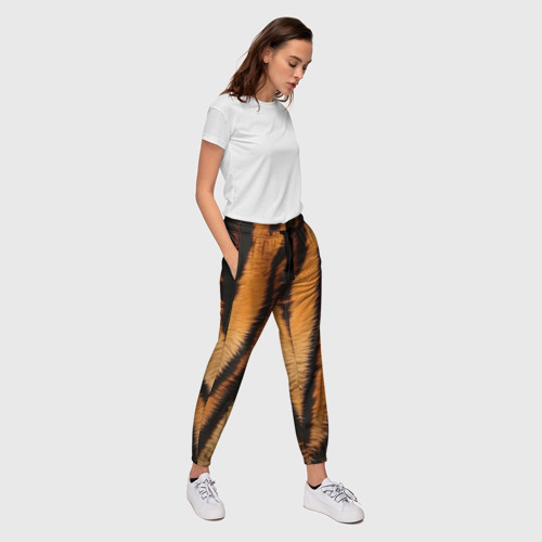 Женские брюки 3D с принтом Тигровая шкура, вид сбоку #3