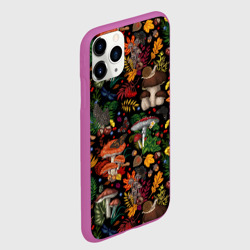 Чехол для iPhone 11 Pro матовый Фон с лесными грибами - фото 2